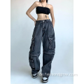 Lose Baggy 6 Taschen -Frachtjeans